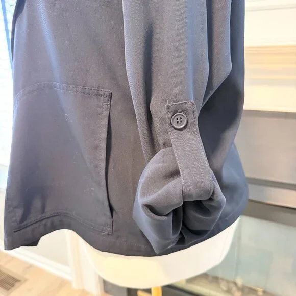 🔵 Navy Open Front Drape Jacket | Max Studio London | Size S - Picture 4 of 11